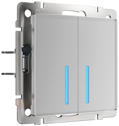 Выключатель сенсорный с подсветкой по Wi-Fi без рамки Werkel 2-кл. серебряный глянцевый фото Выключатель сенсорный с подсветкой по Wi-Fi без рамки Werkel 2-кл. серебряный глянцевый картинка